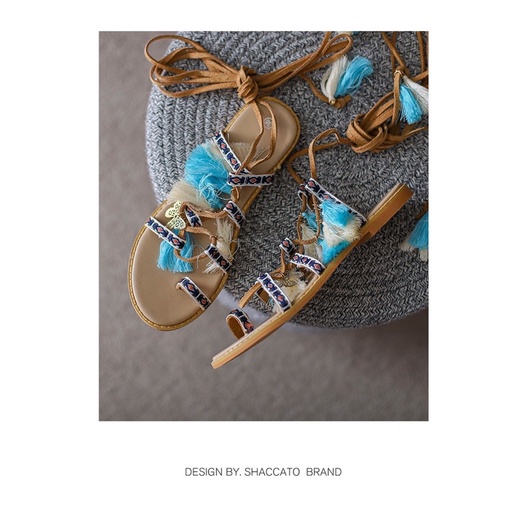 SANDAL BOHEMIAN DÂY BUỘC |SANDAL BOHO CHẤT DA LỘN