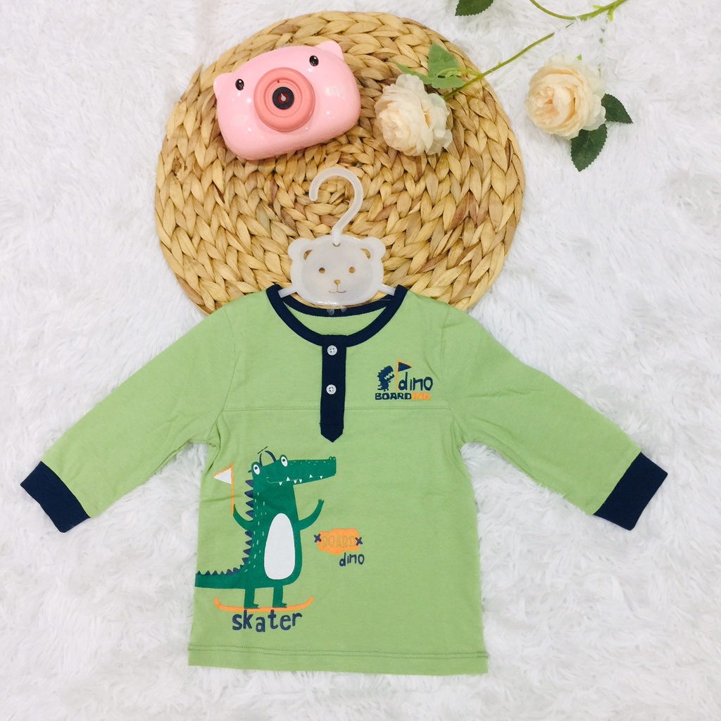 Áo thun dài tay thu đông cho bé trai Dokma sale size 6-36M DA785