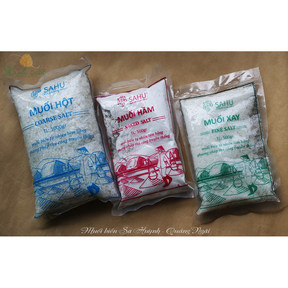 [Sahu] Muối Sahu Bao 5KG- Từ Sa Huỳnh, Nền Cát, An Toàn, Không Hóa Chất, Không Tẩy Trắng - Bulk SALT 5KG [Xanh Suốt]