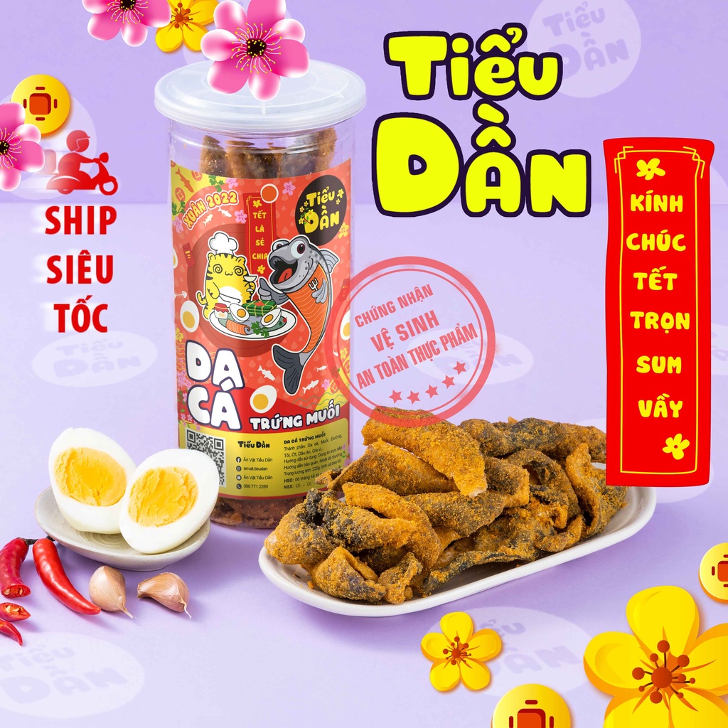 [Mã GROSALE giảm 10% đơn 150K] Da cá trứng muối hũ lớn 220g Tiểu Dần, đồ ăn vặt vừa ngon vừa rẻ