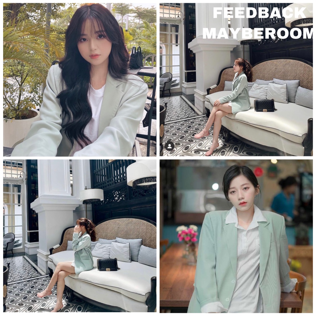 Áo xanh mint có lót Minmin blazer Mayberoom