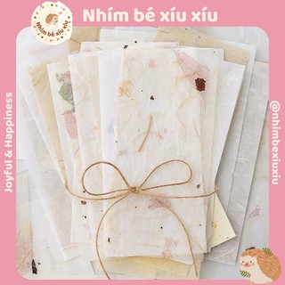 Set 30 tờ giấy hoa lá khô Vintage trang trí sổ, tấm giấy dán sổ Bullet Journal, thiệp, album VT65