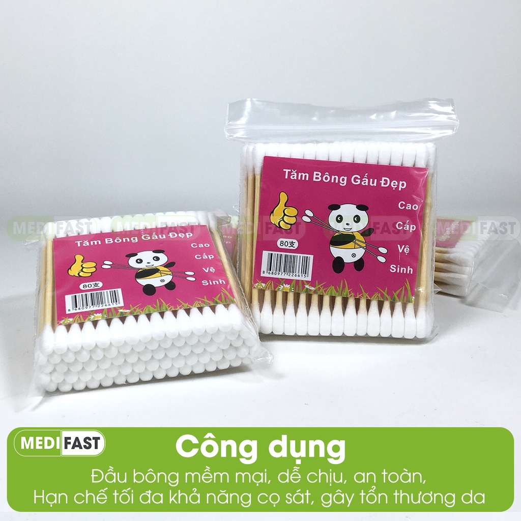 Tăm bông cho bé, người lớn - giúp vệ sinh tai, mũi hoặc sau khi tắm, từ bông tự nhiên - bông ngoáy tai SOFTTANA