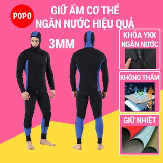 Bộ đồ lặn biển có mũ trùm, quần áo lặn biển cho nam dày 3mm giữ nhiệt ôm cơ thể thoải mái vận động