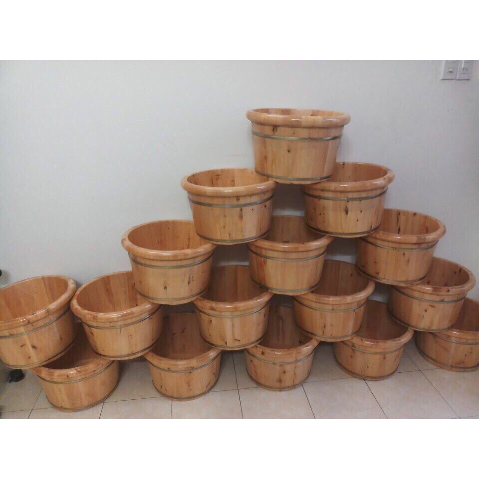 Chậu gỗ ngâm chân bo viền, loại dày cho spa, thẩm mỹ viện