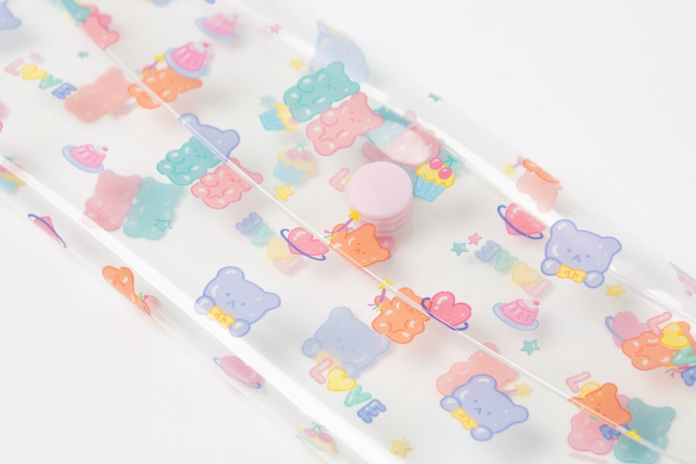 Túi Đựng Bút ARTBOX Hàn Quốc Bằng PVC Họa Tiết Gấu Kẹo Dẻo Nhiều Ngăn