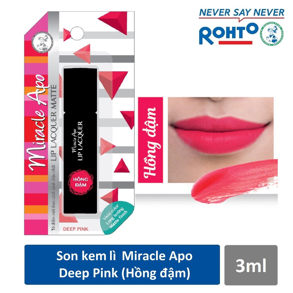 Son kem lì Miracle Apo Lip Lacquer Matte Deep Pink 3ml (Hồng đậm)