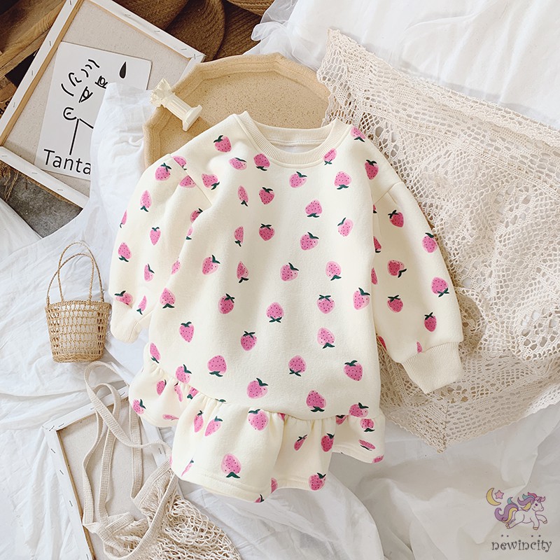 Đầm Sweater Chất Liệu Lông Cừu Tay Dài Kiểu Hàn Quốc Thời Trang Mùa Thu Cho Bé Gái