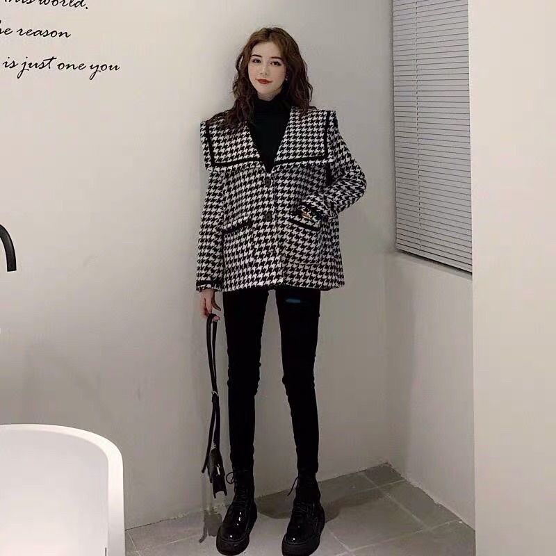 Áo dạ cổ thuỷ thủ hoạ tiết răng sói
