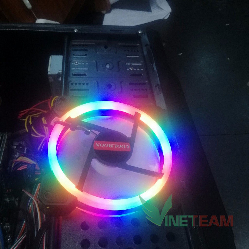 Bộ 1, 3,5,6 Quạt LED RGB Coolmoon Sunshine Dual Ring Tặng Bộ Hub Kết Nối Nguồn Và Điều Khiển -DC3444
