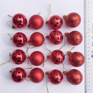 Hộp 16 quả châu 4cm trang trí cây thông Noel (màu đỏ)