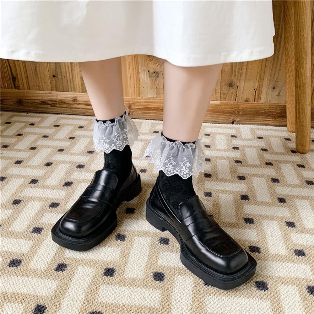 AROMA Tất Cotton Kẻ Sọc Đính Nơ Phong Cách Vintage Cho Nữ