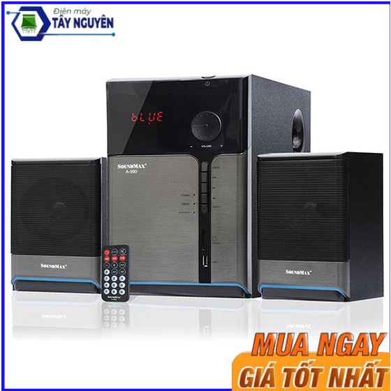 Loa Vi Tính SoundMax A-990/2.1 (50W) - 2 loa vệ sinh, 1 loa siêu trầm - Hỗ trợ Bluetooth - Hàng mới
