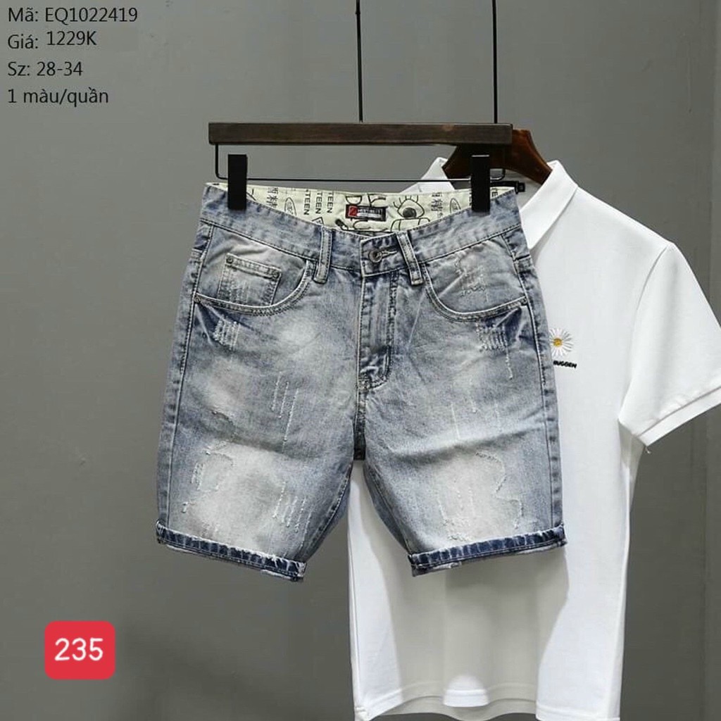 Quần short jean nam màu xanh chất demin - quần bò lửng nam co giãn thời trang cao cấp Luty_shop90 ms223