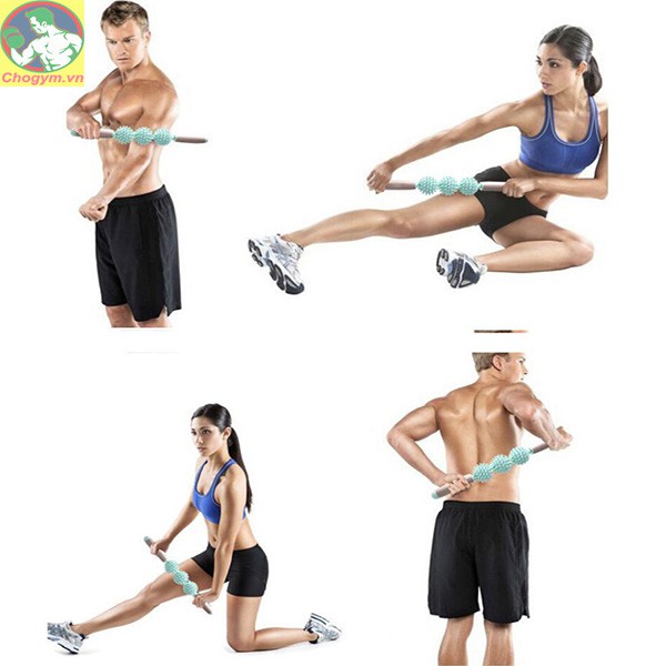 Thanh Lăn Massage Cơ Bắp 3 Bóng Roller Stick Tập Gym Yoga