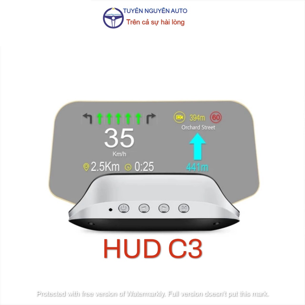 HUD C3 hiển thị tốc độ ô tô xe hơi màn hình màu LCD phản chiếu nhiều giao diện OBD2 + USB GPS mẫu cao cấp mới 2021