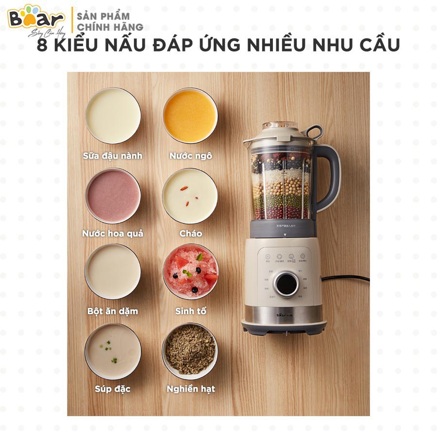 Máy Làm Sữa Hạt Bear PBJ-B10U5, máy nấu sữa đậu nành cho gia đình, BH chính hãng 12 tháng