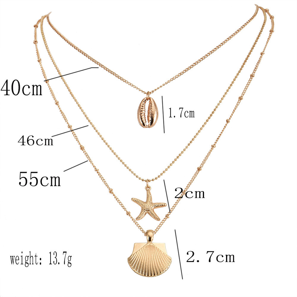 Vòng Cổ Choker Nhiều Lớp Mặt Vỏ Sò Màu Vàng / Bạc Phong Cách Bohemian Thời Trang Mùa Hè Cho Nữ