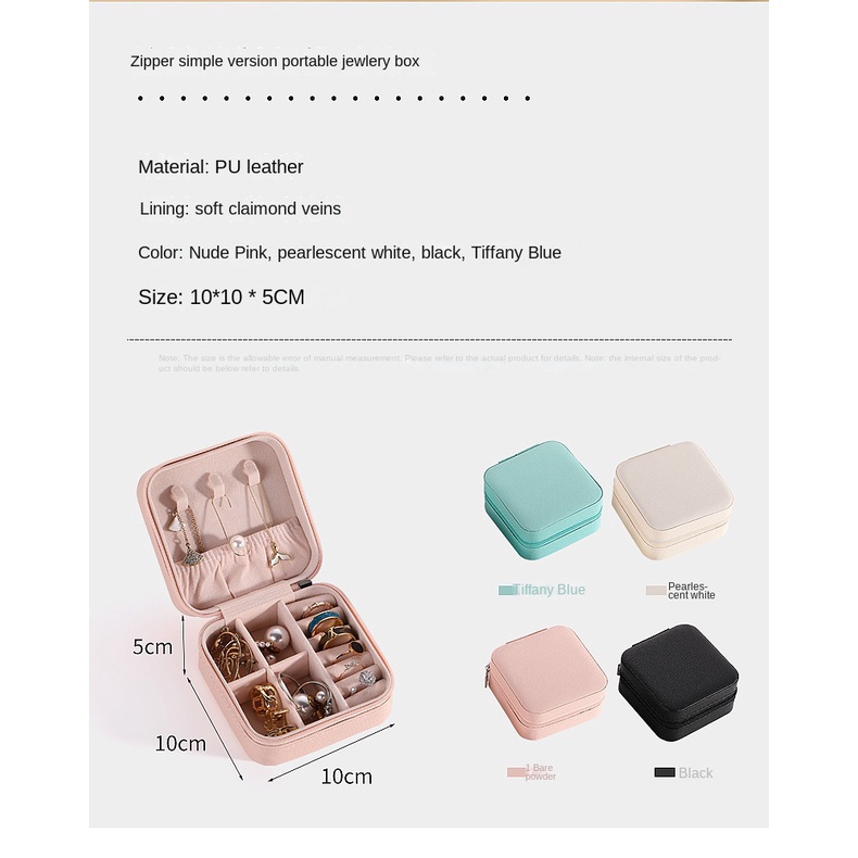 Hộp Đựng Trang Sức Du Lịch Bằng Vải Nhung Có Khóa Kéo Tiện Lợi