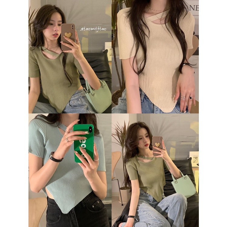 Áo Sweater Dệt Kim Thiết Kế Lỗ Quyến Rũ Cho Nữ