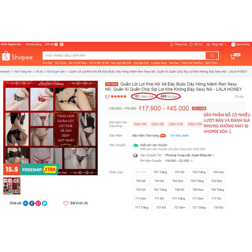 Quần Lót Lọt Khe Hở Xẻ Đáy Buộc Dây Hông Mảnh Ren Sexy Nữ, Quần Xì Quần Chip Sịp Lọt Khe Không Đáy Sexy Nữ - LALA HONEY