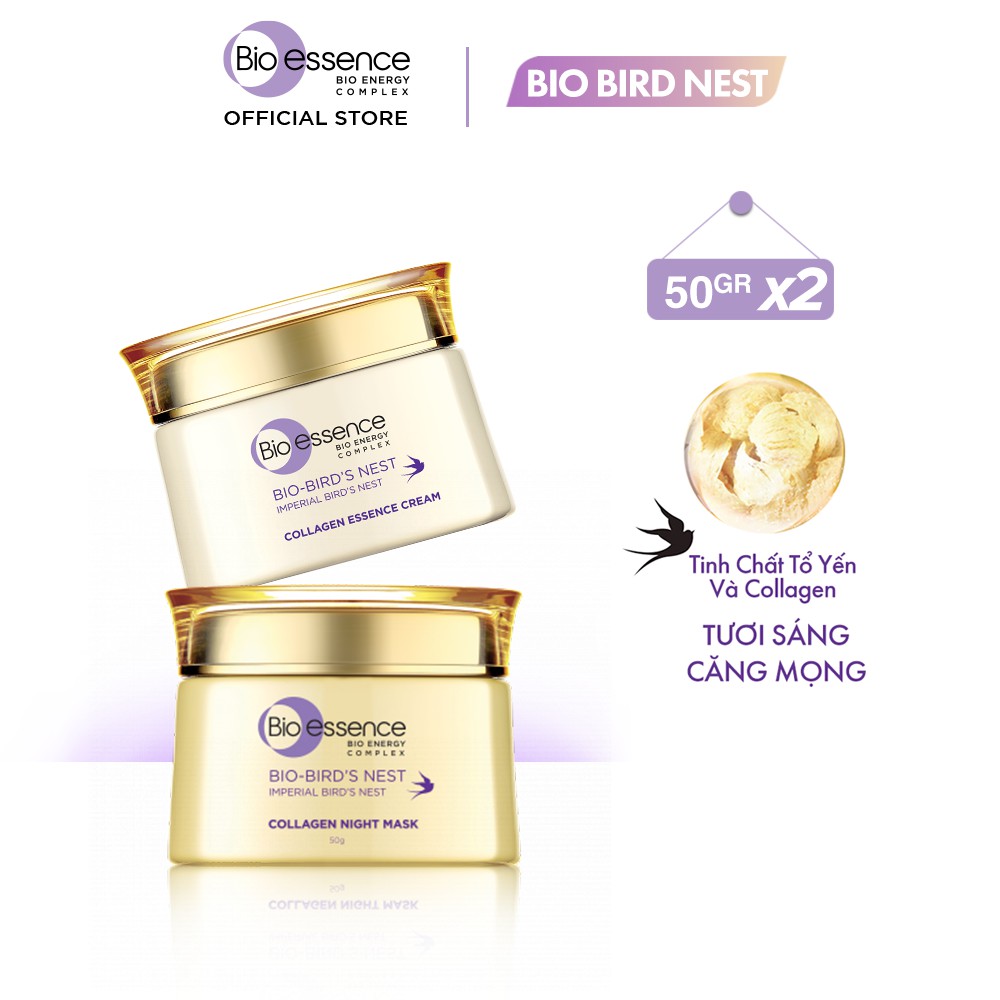 Bộ dưỡng da Bio-Essence Bio-Bird's Nest (Kem dưỡng tinh chất tổ yến & Collagen 50gr + Mặt nạ ngủ Night Mask 50gr) | BigBuy360 - bigbuy360.vn