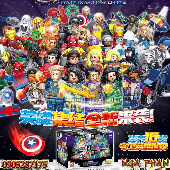 Combo 2 Nhân Vật Siêu Anh Hùng Đại Chiến Ác Nhân Superheroes Siêu Đẹp Đồ Chơi Xếp Hình Lắp Ráp Lego JX MOC DIY