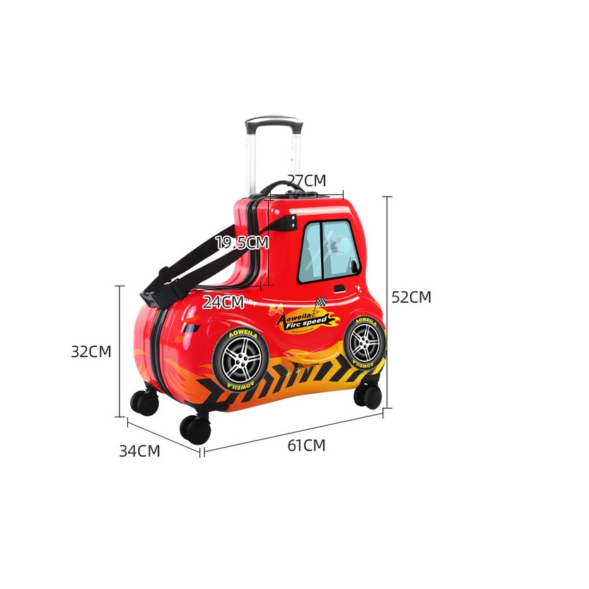 SẴNVali oto xe kéo ngồi cho bé bản ô tô đỏ 24 inch