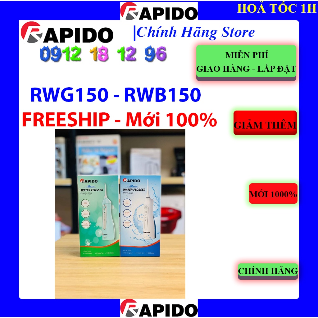 [Rapido RWG150] Máy tăm nước cầm tay Rapido RWB150, Bảo hành chính hãng 12 tháng.