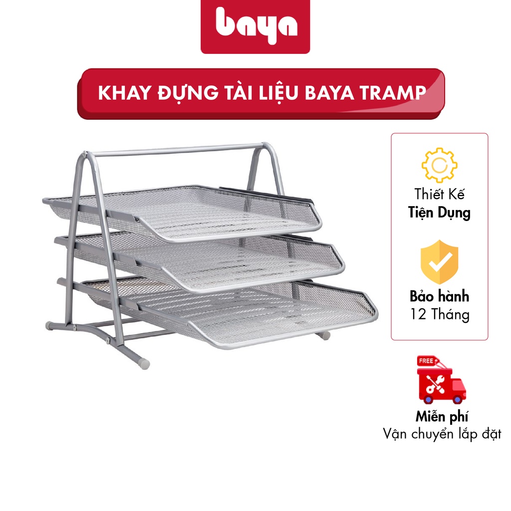 Khay Đựng Tài Liệu BAYA TRAMP Thiết Kế Nhiều Tầng Cùng Quai Xách Giúp Di Chuyển Dễ Dàng, Chất Liệu Kim Loại Bền Chắc