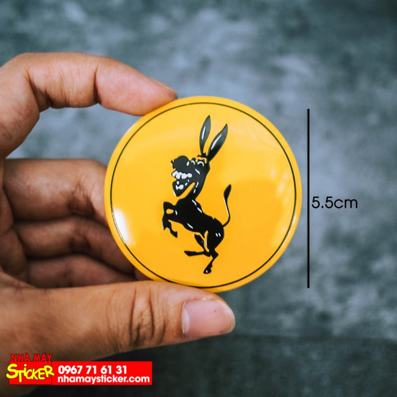 Sticker metal dán mâm xe hơi tròn 5.5cm - Con lừa miếng lẻ