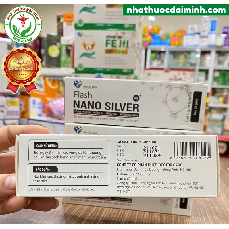 [Ảnh Thật] Gel Bôi Da Nano Bạc Flash Nano Silver 25g