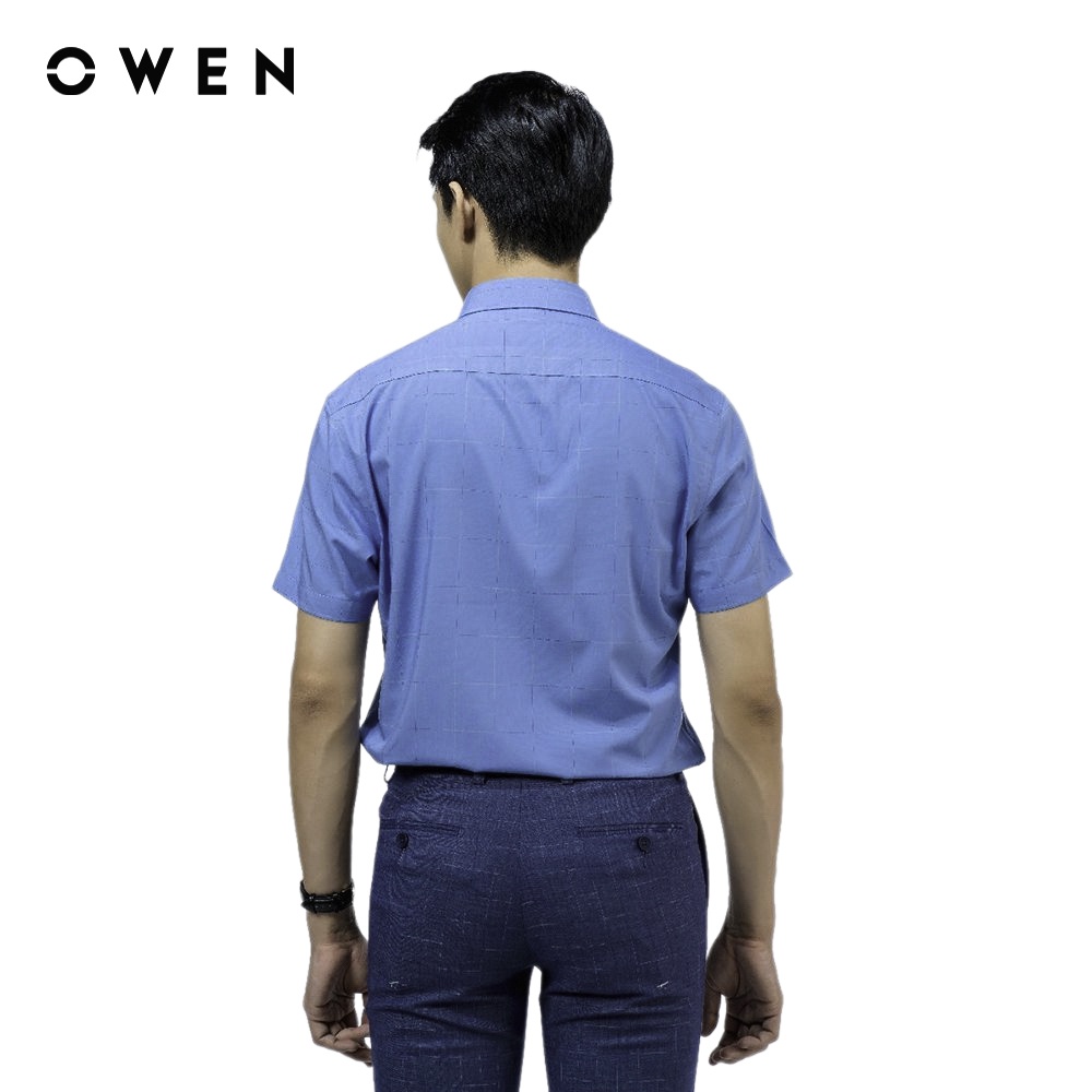 Áo sơ mi ngắn tay Nam Owen Lotus Regular Fit Xanh - AR220088NT