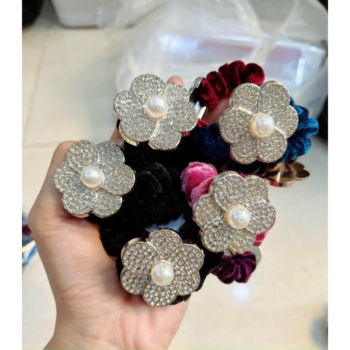 Cột Tóc Bọc Nhung Đính Đá