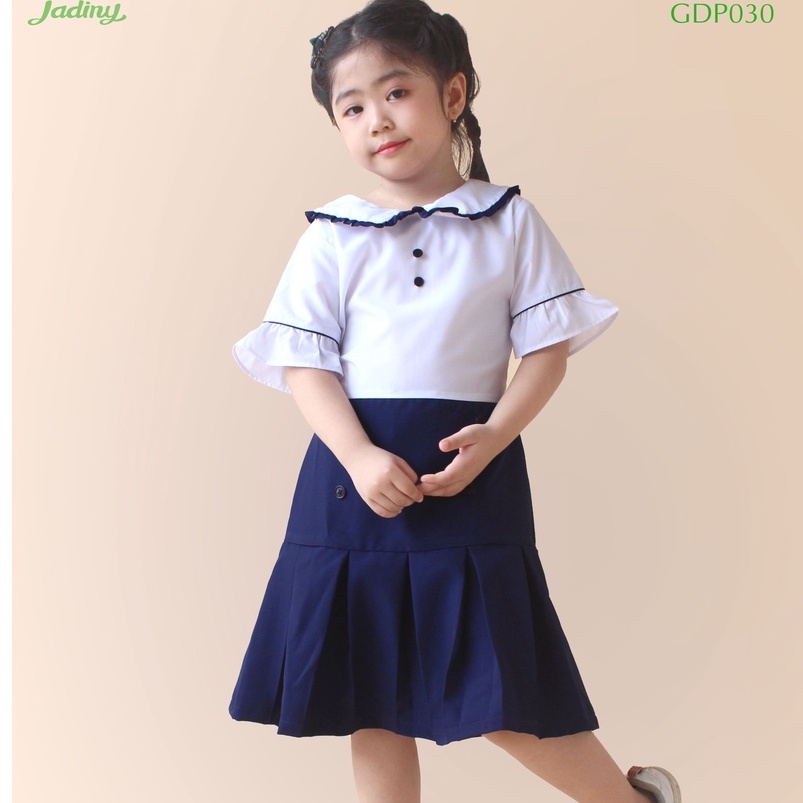 Váy học sinh bé gái cổ sen nhún bèo Jadiny GDP030