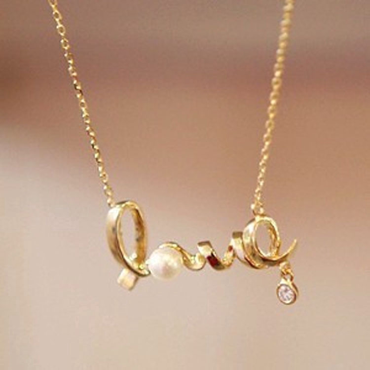 ✨ 【✅COD】 ✨Dây Chuyền Hợp Kim Mặt Chữ Love Đính Ngọc Trai Nhân Tạo Xinh Xắn Cho Nữ
