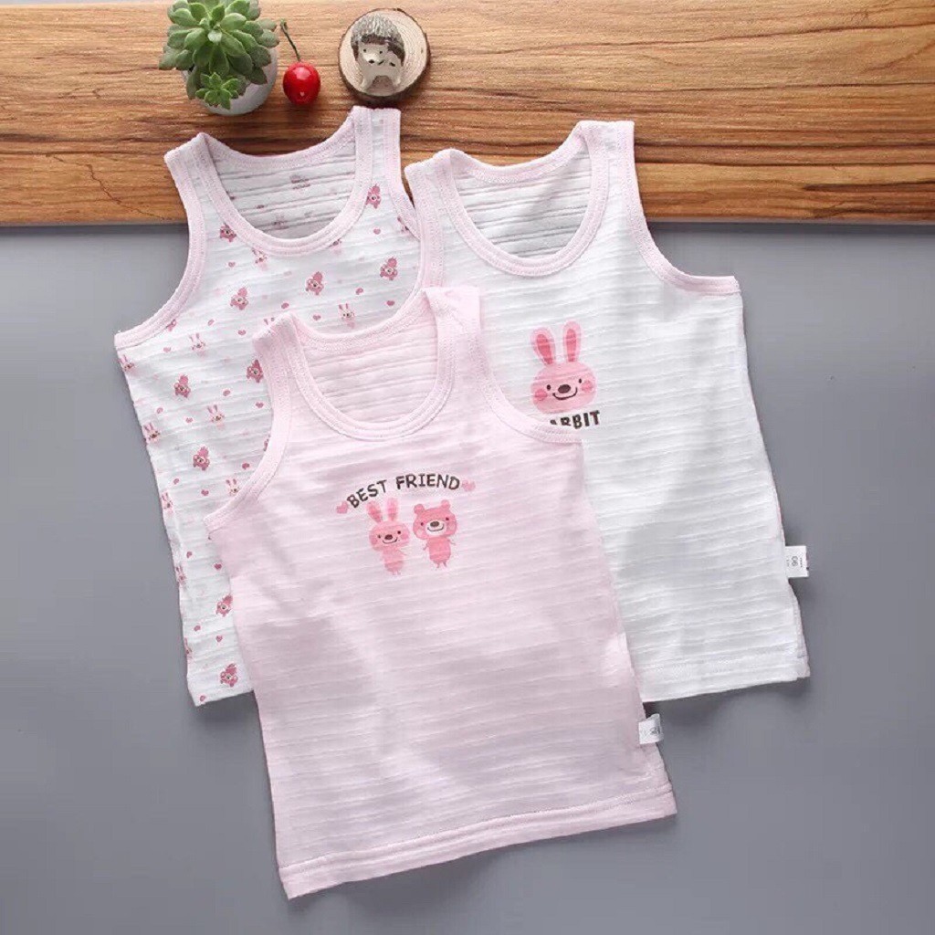 Áo thun bé gái, áo phông bé gái dáng ba lỗ, chất cotton, nhiều màu, size 90 - 130 - SUNKIDS1