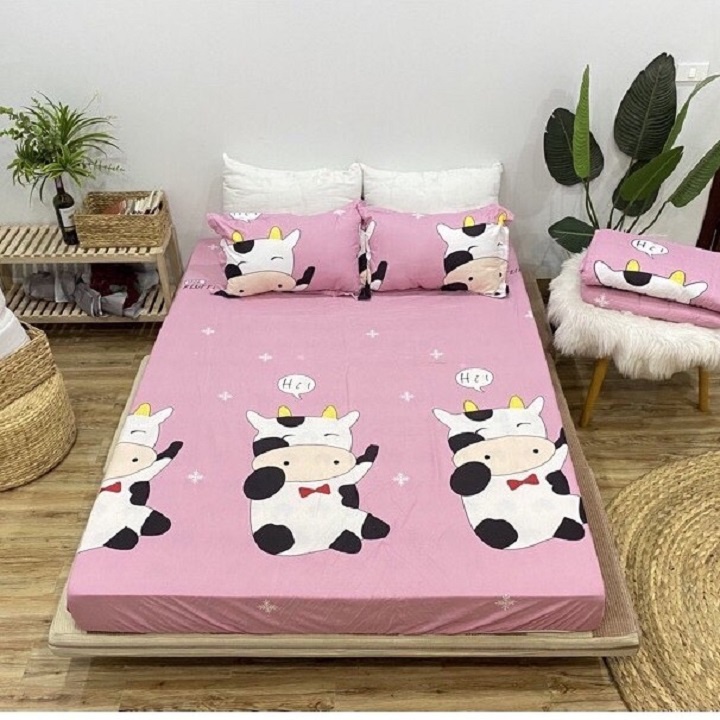 Ga Giường, Drap Giường 3 MónGa Chun Kèm Vỏ Gối Cotton Poly Kích thước theo yêu cầu