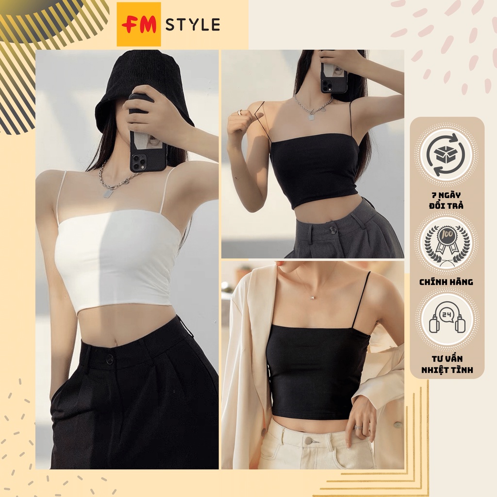 Áo hai dây nữ ống cúp ngực | Áo 2 dây hở lưng thun trơn cao cấp kiểu sợi bún Hàn Quốc | Fmstyle Shop 220221084