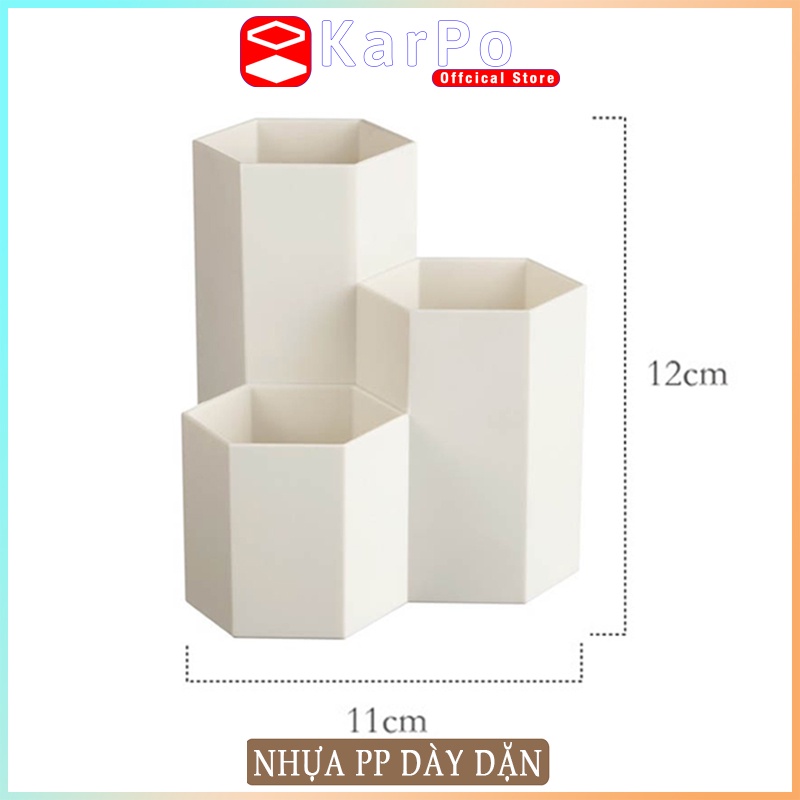 Cốc đựng bút, đồ dùng cá nhân KarPo CB-101. 3 ngăn tiện dụng, nhựa PP dày dặn bền bỉ