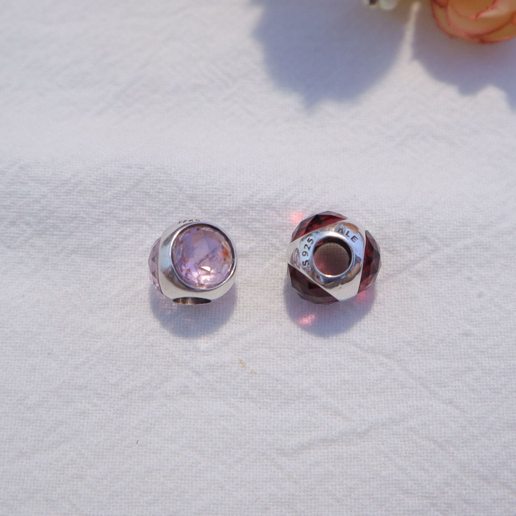 Charm bạc 925 cao cấp- Trang sức bạc Venus- Charm cầu đá hồng 3 khoang S925 cao cấp- MSP CX072