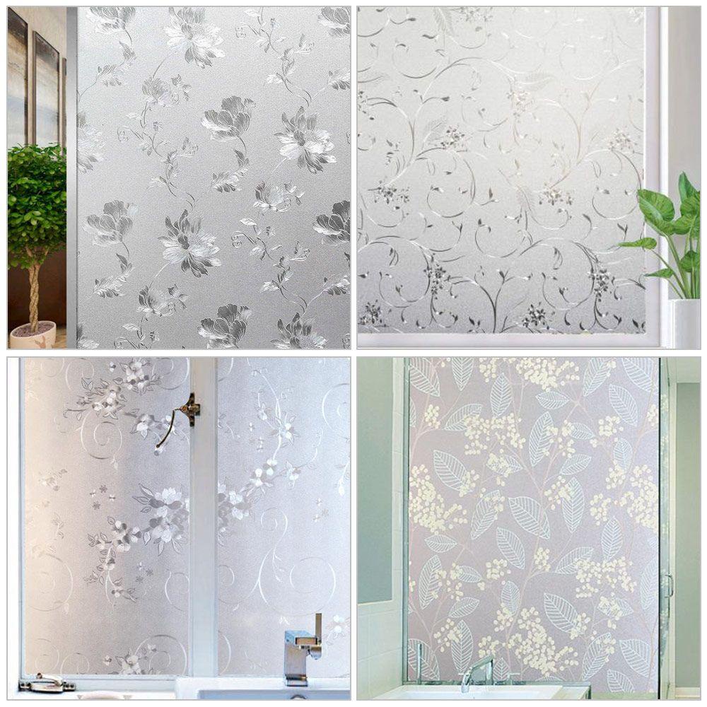 Miếng Dán Cửa Sổ Tĩnh Điện Chống Tia UV Họa Tiết Hoa 3D Dành Cho Phòng Tắm / Văn Phòng