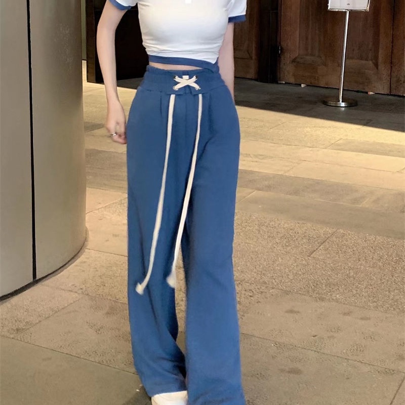 Set đồ COZOK gồm áo thun ngắn tay và quần dài ống rộng thời trang cho nữ