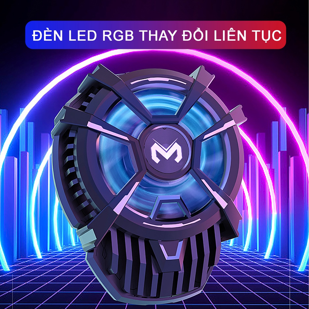 Quạt tản nhiệt điên thoại MEMO DL07 Sò lạnh led rgb đổi màu gaming quạt chống ồn chơi game pubg ff liên quân mobile