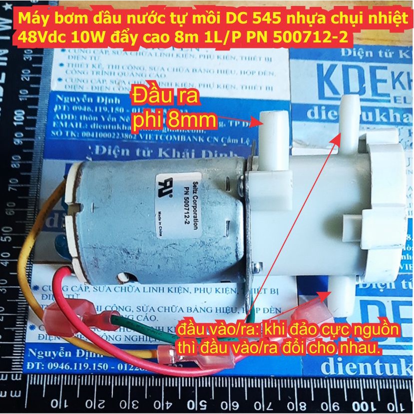 Máy bơm dầu nước tự mồi DC 545 nhựa chụi nhiệt 48Vdc 10W đẩy cao 8m 1L/P PN 500712-2