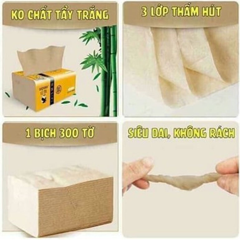 Giấy gấu trúc siêu dai/ Giấy ăn sipiao cao cấp 300 tờ