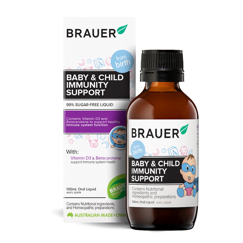 Siro BRAUER Baby & Child Immunity Support - Hỗ trợ Tăng cường Hệ miễn dịch & Đề kháng (100ml)