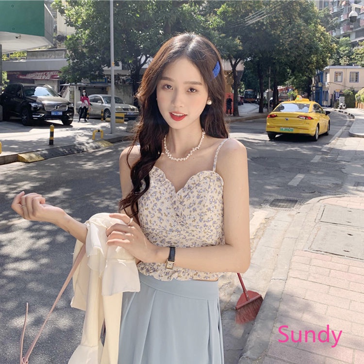 Set Áo Hai Dây + Áo Khoác Cardigan Màu Sắc Đơn Giản Thời Trang Hè Cho Nữ