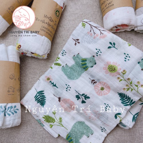 Khăn sợi tre Muslin Swaddle 100% Organic siêu mềm