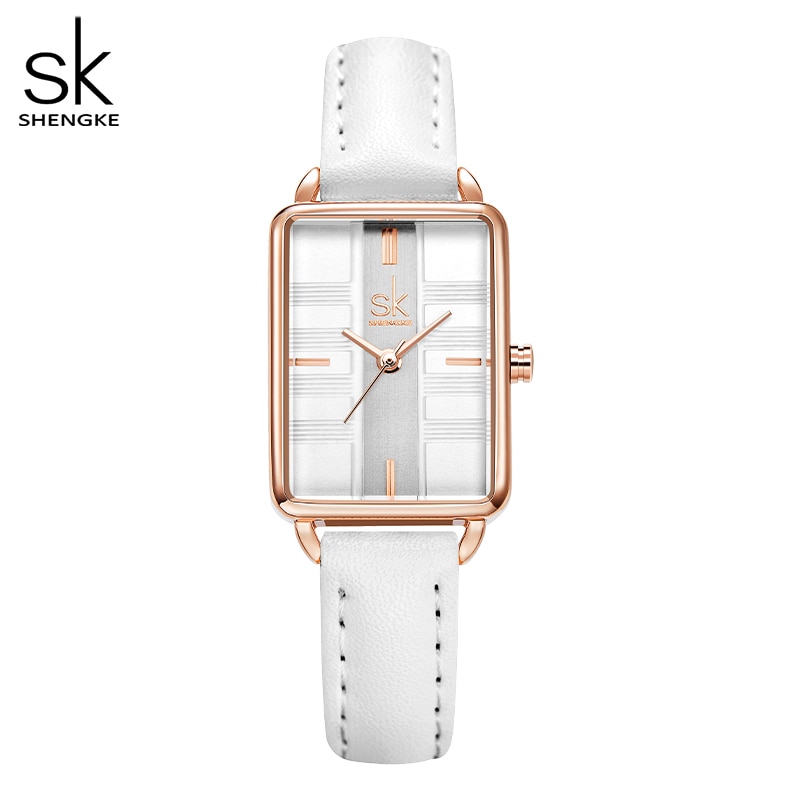 Đồng Hồ SHENGKE K0147 Thiết Kế Mặt Hình Chữ Nhật Dây Đeo Da Dành Cho Nữ